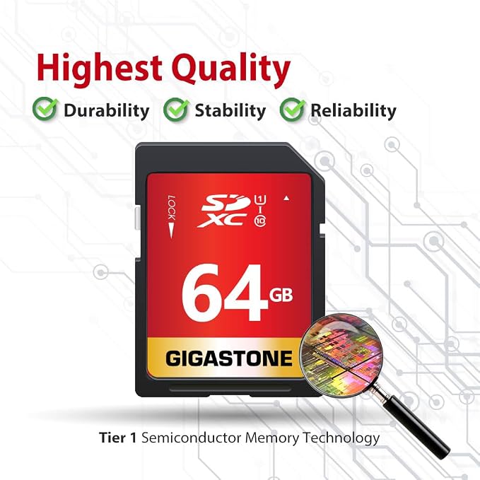 GIGASTONE 64GB SD Card 10-Pack UHS-I U1 Class 10 SDXC Memory Card High Speed - Image 7