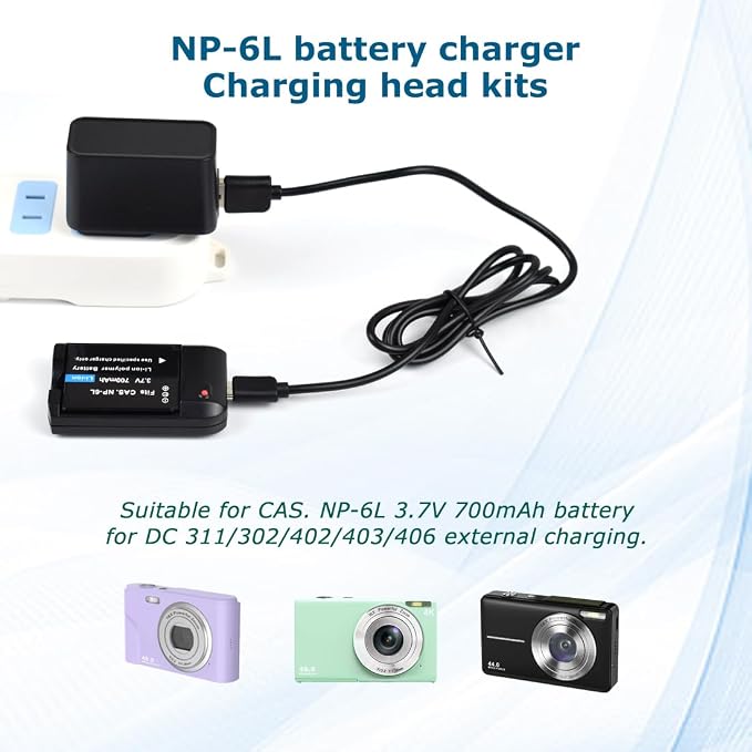 NP-6L Battery Charger with Charging Plug and Cable - Image 2