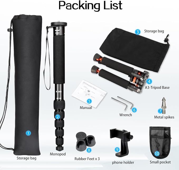 Koolehaoda 69" Aluminum Camera Monopod - Image 9