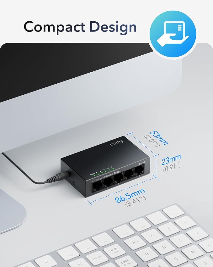 Cudy GS105 5-Port Gigabit Unmanaged Ethernet Switch, Network Hub, Ethernet - Image 8