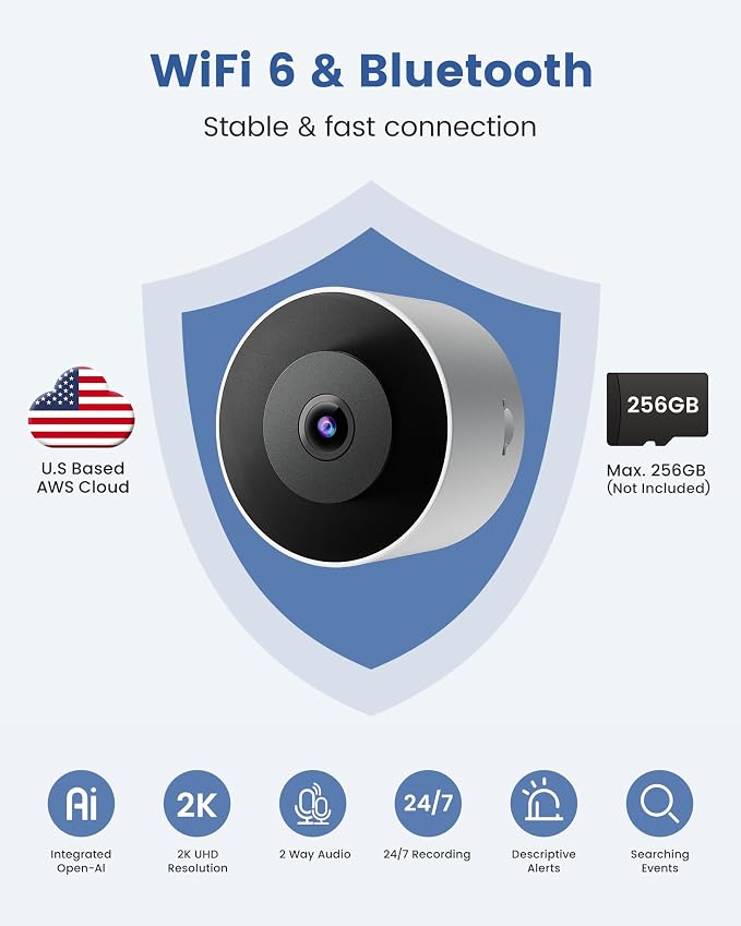 3MP 2K Window Camera, 2.4GHz WiFi 6 Window Security Camera, Smart AI Detection - Image 2