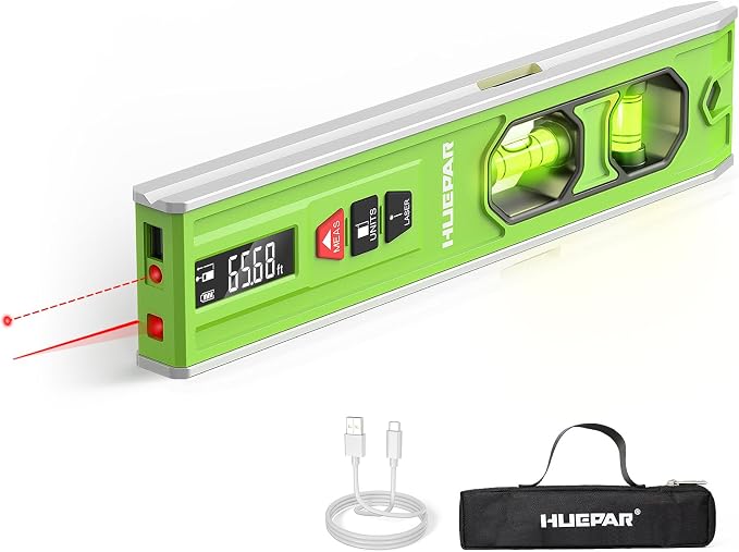 Huepar 3-in-1 Laser Level /65Ft Laser Distance Measure/Magnetic Torpedo Level by Huepar