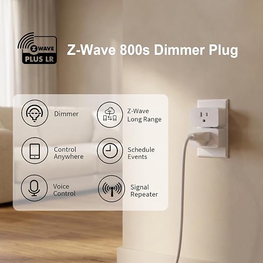 Minoston 800 Series Z-Wave Plug Dimmer Smart Plug-in Outlet, Built-in Repeater - Image 3