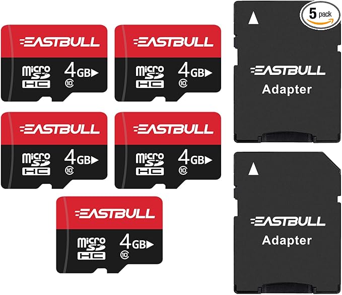 EASTBULL 4GB 5-Pack of Micro SD Cards, 4GB SD Cards Pack Full HD Video 90MB/s by EASTBULL