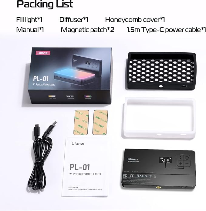 ULANZI LT002 RGB Video Light, Portable LED Camera Light Panel 0-360 Full Color - Image 8