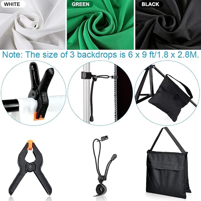 Photography Lighting Kit 8.5x10ft Backdrop Support System and LED Softbox Set - Image 4