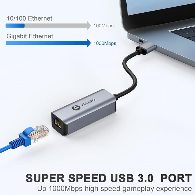 Vilcome USB 3.0 to 100/1000 Gigabit Ethernet LAN Network Adapter, Driver Free - Image 3