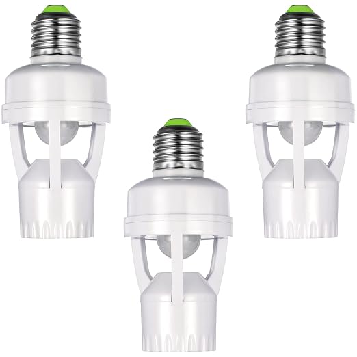 Hortsun 3 Pcs Motion Sensor Light Socket Smart Screw in Light Bulb Outlet by Hortsun
