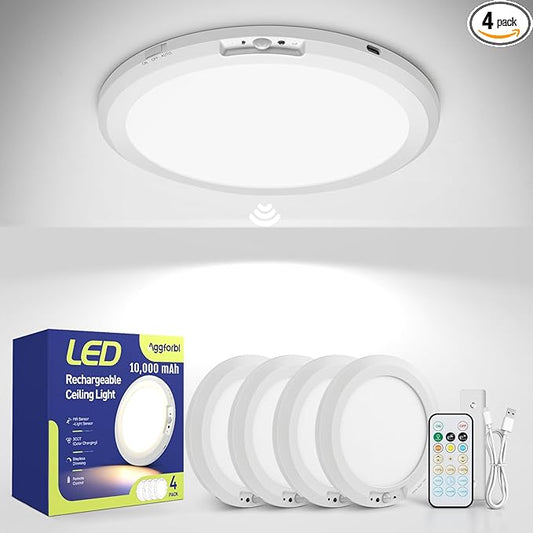 4PCs 10, 000mAh Rechargeable Ceiling Light by Aggforbl