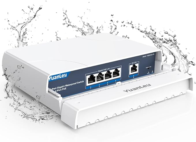 YuanLey 4-Port PoE Switch Gigabit- Waterproof Outdoor Ethernet Unmanaged by YuanLey