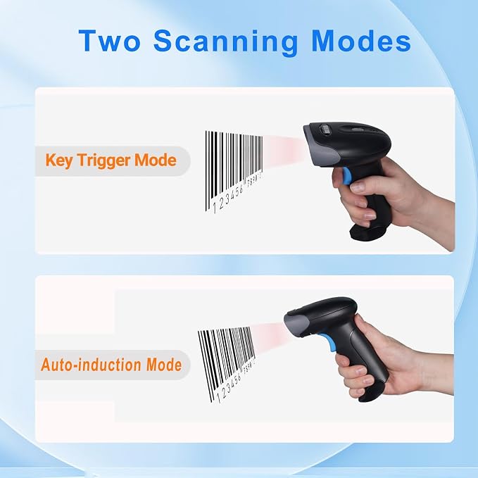 1D 2D QR Barcode Scanner Wireless, Handheld Cordless Bar Codes Reader - Image 5