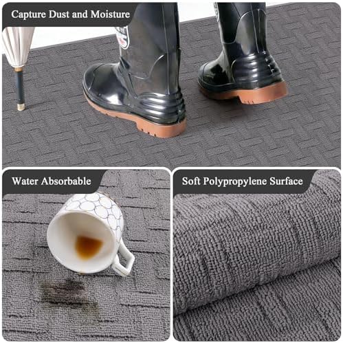 Ileading Indoor Door Mat 2x3ft, Absorbent Dog Muddy Paws Mats, Low-Profile - Image 4