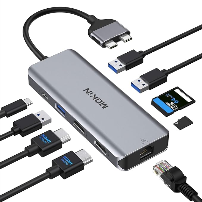 MacBook Pro Docking Station Dual Monitor MacBook Pro HDMI Adapter, 9 in 1 USB C by MOKiN
