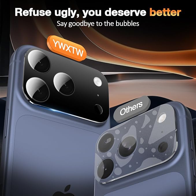 YWXTW [0 Bubbles for iPhone 17 Pro Max Camera Protector, Full Coverage Tempered - Image 2