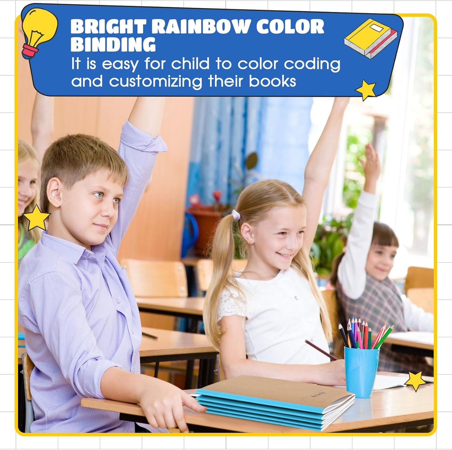 Henoyso 20 Pcs Primary Composition Notebook 9 3/4 x 7 1/2 Inch Kids Journal, Back to School Supplies, K-2 Primary Writing Notebook for Kids Student Draw and Write Story Journal (Blue)