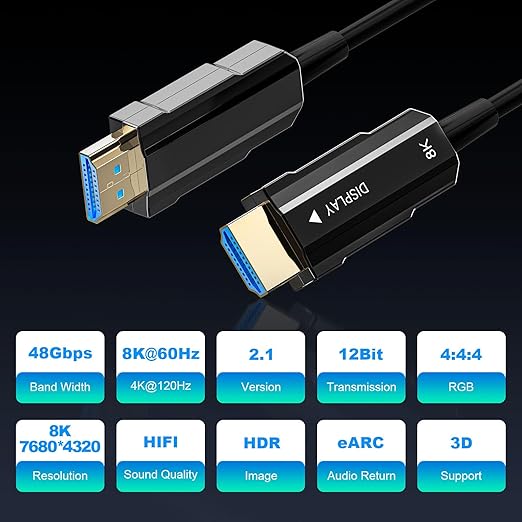 Fiber Optic HDMI Cable 50ft, 8K Long HDMI 2.1 Cable, Ultra High Speed Fiber - Image 2