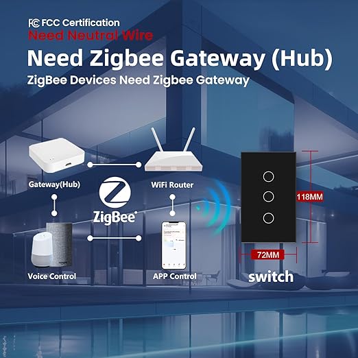Zigbee Smart Switch Neutral Wire Required Need Zigbee Hub, 4.65 X 2.83 X 1.34 - Image 3