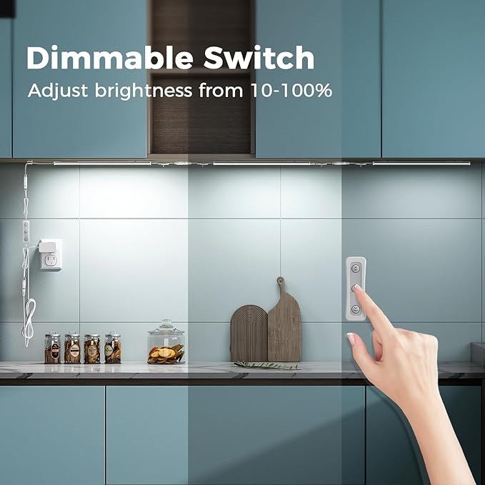 ASOKO Under Cabinet Led Light Plug in, Dimmable Daylight White 4000K, 3 Pack 12 - Image 5