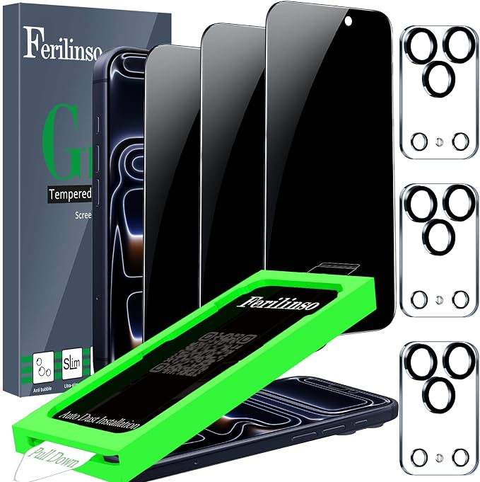 Ferilinso Auto-Dust-Install 3 Pack Privacy Screen Protector by Ferilinso