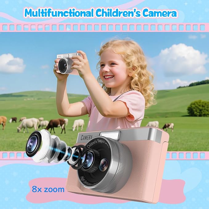 Kids Digital Camera with 180° Flip Screen, 32GB Memory Card Digital Cameras - Image 4