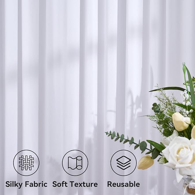 50ft x 14ft Wrinkle Free White Backdrop Curtains - Image 6