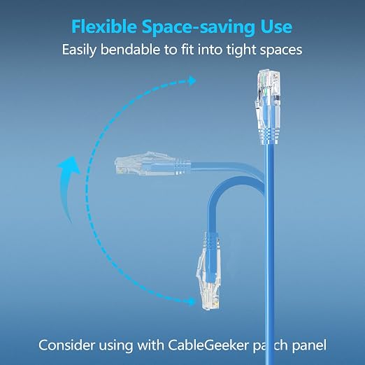 CableGeeker Patch Cables Cat6a 7ft Slim, Cat6 Ethernet Patch Cable 10G Support - Image 3