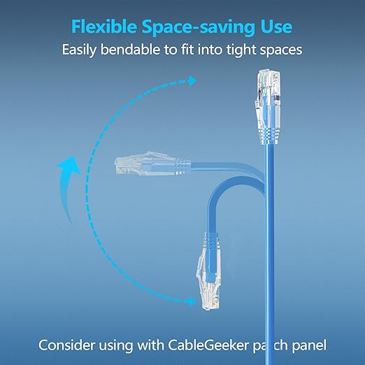 CableGeeker Patch Cables Cat6a 3ft Slim, Cat6 Ethernet Patch Cable 10G Support - Image 3