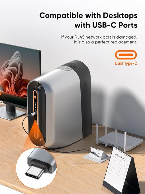 CableCreation USB C to Ethernet Cable 6.6FT, USB C to RJ45 Internet LAN Network - Image 6