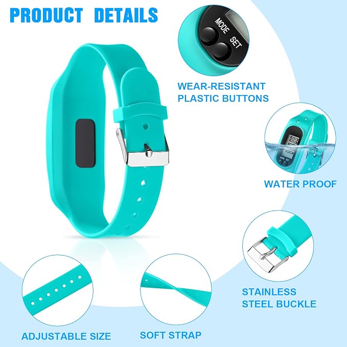 Silicone Fitness Tracker Watch 3 Pcs Walking Running Pedometer Calorie Burning - Image 3