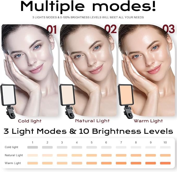 Rechargeable Soft Selfie Light for Phone, 4-14H Battery Portable LED Light for - Image 2