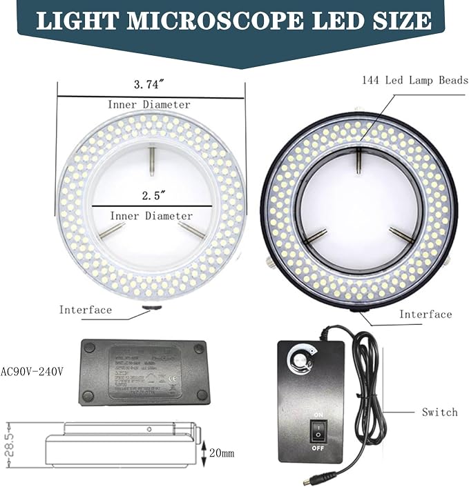 TreochtFUN Microscope 144 Led Ring Light Adjustable Illuminator, Microscope - Image 3