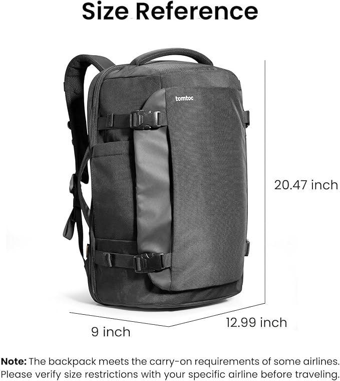 tomtoc Travel Backpack 40L, TSA Friendly Flight Approved Carry-on Luggage Hand - Image 9