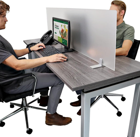 OBEX Acrylic Free Standing Screen, Divider for Desk Privacy Home & Office Partitions for Table Top Workstation, Portable Cubicle Panel for Work, 24" x 30", Frosted