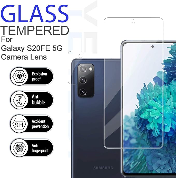 Galaxy S20 FE HD Clear Tempered Glass Screen Protector + Camera Lens Protectors - Image 2