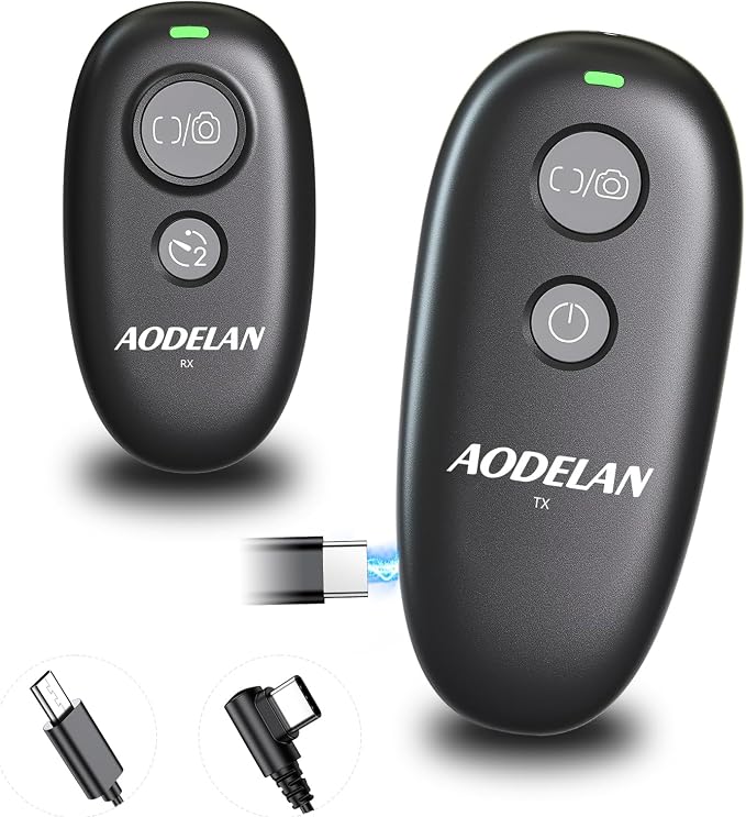 Upgraded USB-C Rechargeable Wireless Camera Remote Control Shutter Release by AODELAN