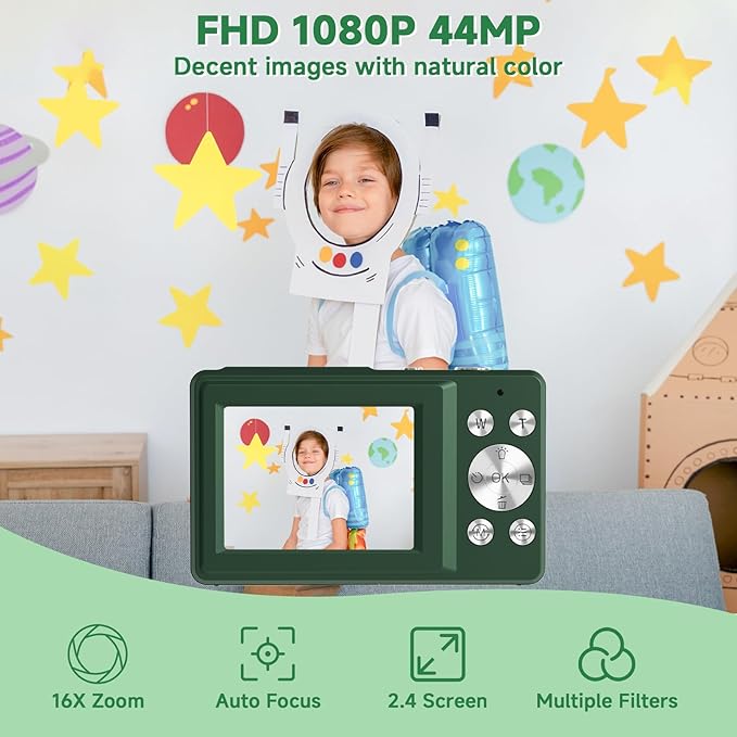 Digital Camera, 44MP Compact Camera, FHD 1080P Point and Shoot Digital Cameras - Image 2
