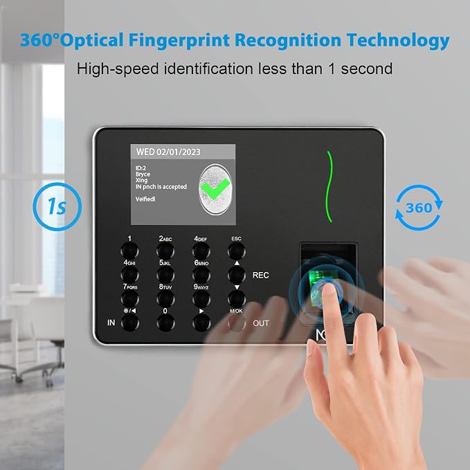 NGTeco Time Clocks for Employees Small Business, W3 2.4GHz WiFi Biometric - Image 2