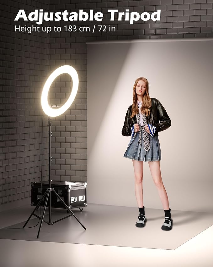 UBeesize 22'' Ring Light with 72'' Stand, 60W Large Ring Light with Phone Holder - Image 5