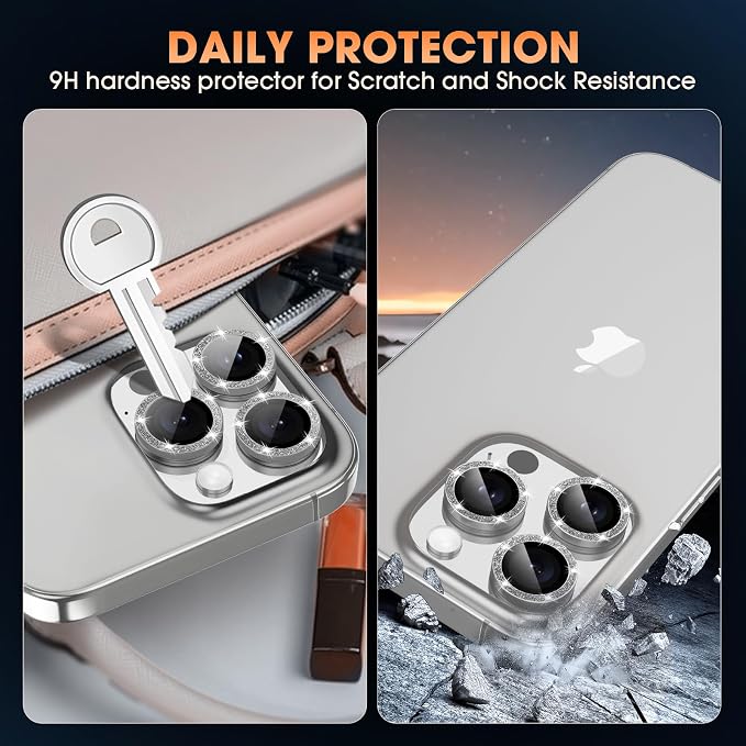 for iPhone 16 Pro/16 Pro Max Camera Lens Protector Bling Individual Metal - Image 2