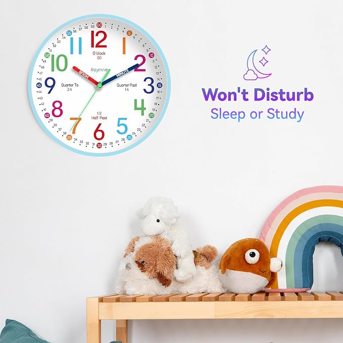 Roymnie Wall Clock 8 Inch for Kids Learning to Tell Time Easily Non Ticking - Image 5