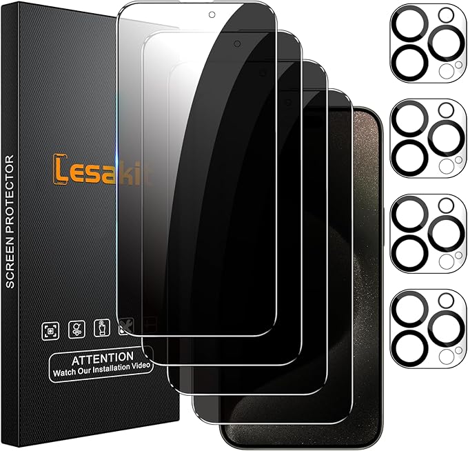 Lesakit 4+4 Pack Privacy Screen Protector by Lesakit