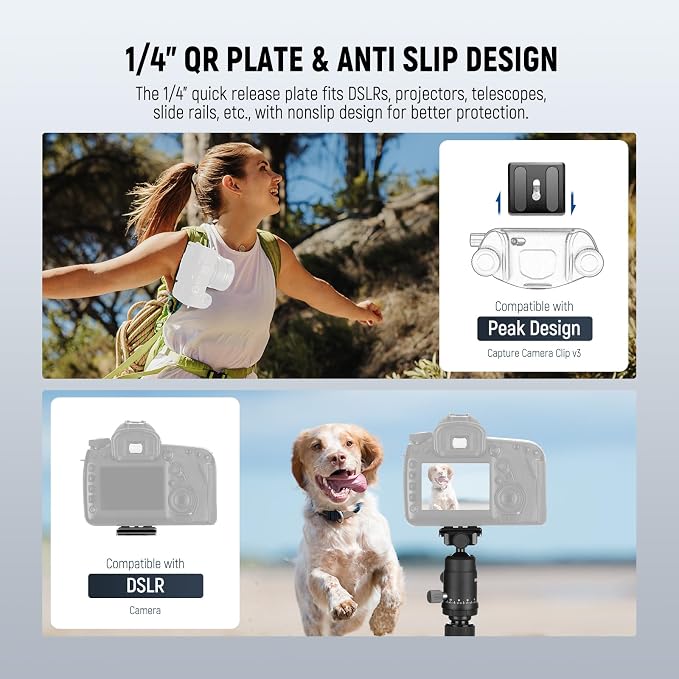 NEEWER Carbon Fiber Camera Tripod Monopod, 360° Ball Head, Anti Slip QR Plate - Image 8