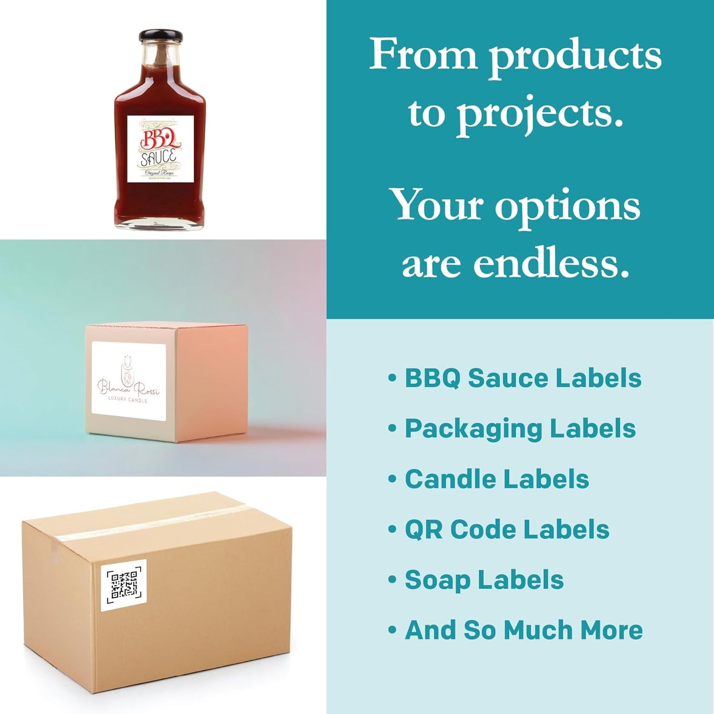 Premium Label Supply White Sticker Square Labels – 4" x 4" – Laser/Inkjet Compatible – (4 per Sheet), 500 Sheets - 2,000 Total Adhesive Labels