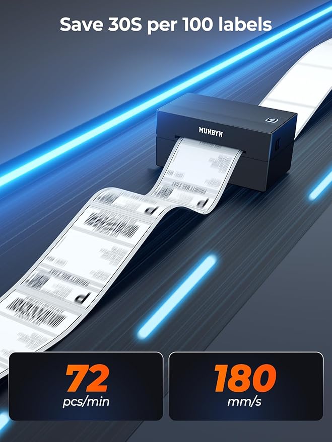 MUNBYN Bluetooth Thermal Label Printer, 130B Wireless 4x6 Shipping Label Printer - Image 3
