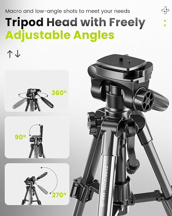 CAMBOFOTO 30"-Camera-Tripod, Porfessional Aluminum Heavy Duty Tripod Stand - Image 6