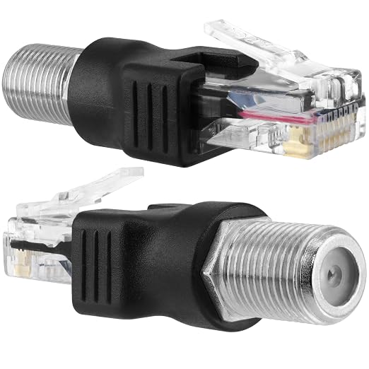 RF to RJ45 Converter Adapter, 2 Pack F Female to RJ45 Male Ethernet Adapter by BERANMEY