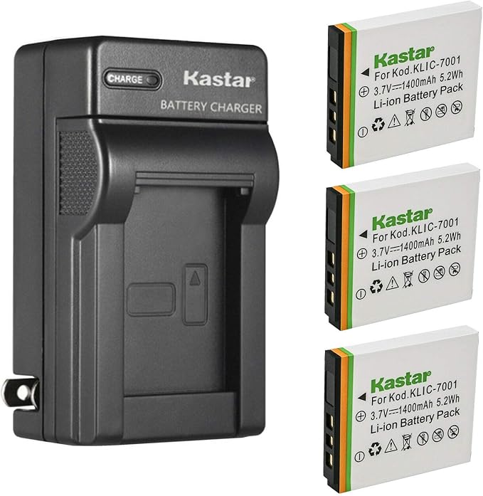 Kastar 3-Pack K7001 Battery and AC Wall Charger Replacement by Kastar
