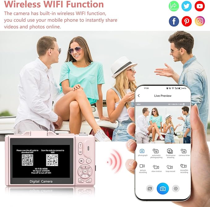 Digital Camera for Photography, 4K Vlogging Camera for YouTube 3" 180° Flip - Image 3