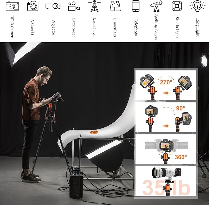 JOILCAN Tripod for Camera, Heavy Duty Travel Tripod for Binoculars Spotting - Image 6