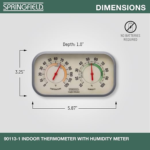 Springfield Color Track Humidity Meter and Indoor Thermometer, Analog Weather - Image 3